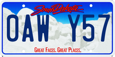 SD license plate 0AWY57