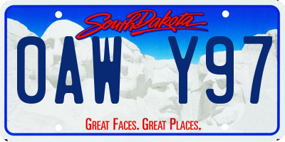 SD license plate 0AWY97