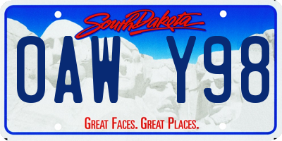 SD license plate 0AWY98