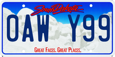 SD license plate 0AWY99