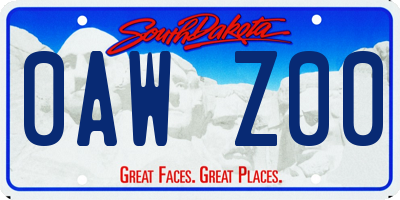 SD license plate 0AWZ00