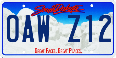 SD license plate 0AWZ12