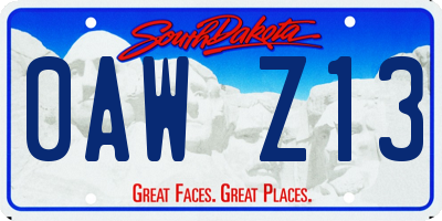 SD license plate 0AWZ13
