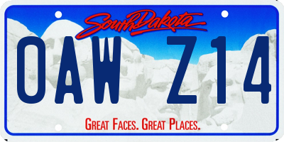 SD license plate 0AWZ14