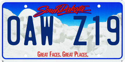 SD license plate 0AWZ19