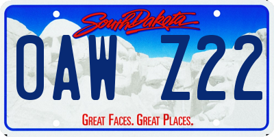 SD license plate 0AWZ22