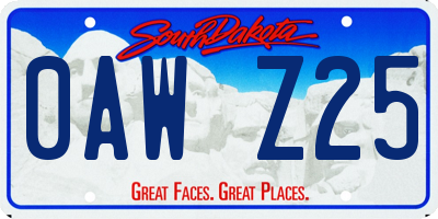 SD license plate 0AWZ25