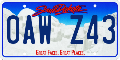 SD license plate 0AWZ43