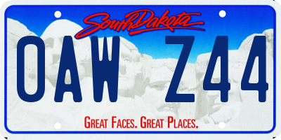 SD license plate 0AWZ44
