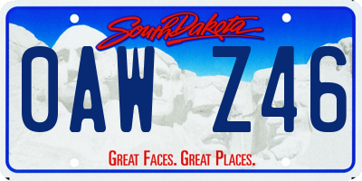 SD license plate 0AWZ46