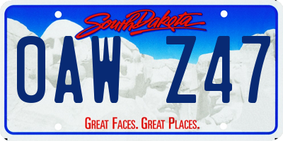SD license plate 0AWZ47