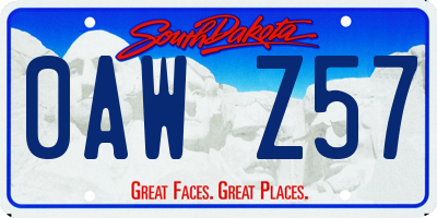 SD license plate 0AWZ57