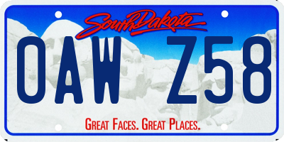 SD license plate 0AWZ58