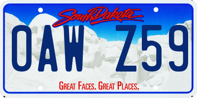 SD license plate 0AWZ59