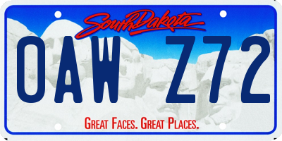 SD license plate 0AWZ72