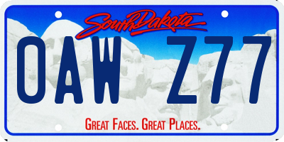 SD license plate 0AWZ77