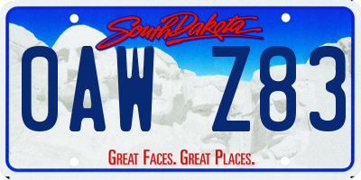 SD license plate 0AWZ83