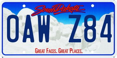 SD license plate 0AWZ84