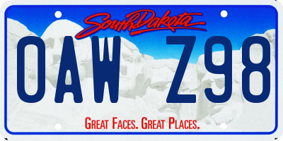 SD license plate 0AWZ98