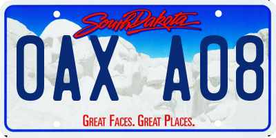 SD license plate 0AXA08