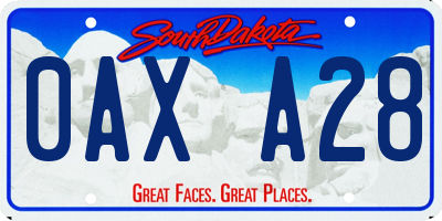 SD license plate 0AXA28