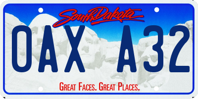 SD license plate 0AXA32