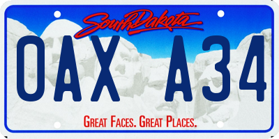 SD license plate 0AXA34
