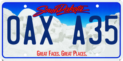SD license plate 0AXA35