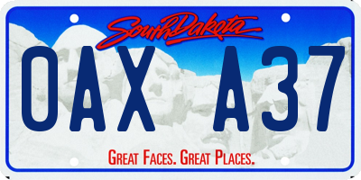SD license plate 0AXA37