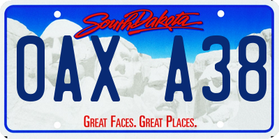 SD license plate 0AXA38