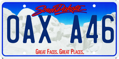 SD license plate 0AXA46