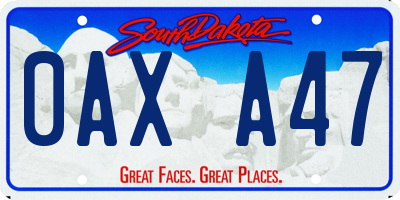 SD license plate 0AXA47