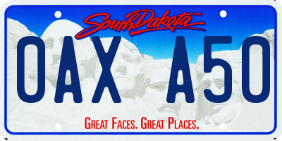 SD license plate 0AXA50
