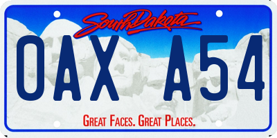 SD license plate 0AXA54