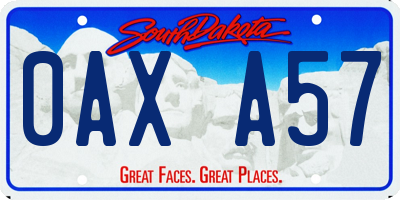 SD license plate 0AXA57