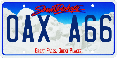 SD license plate 0AXA66