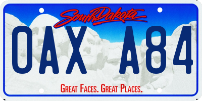 SD license plate 0AXA84