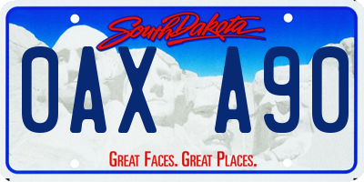 SD license plate 0AXA90