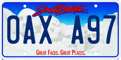 SD license plate 0AXA97