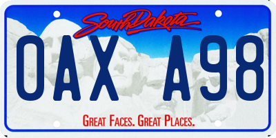SD license plate 0AXA98