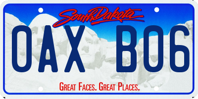 SD license plate 0AXB06