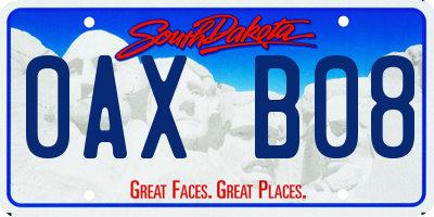 SD license plate 0AXB08