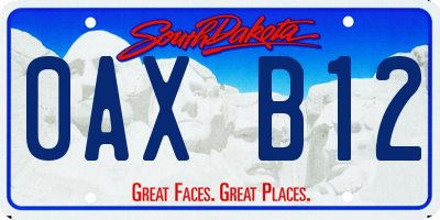 SD license plate 0AXB12