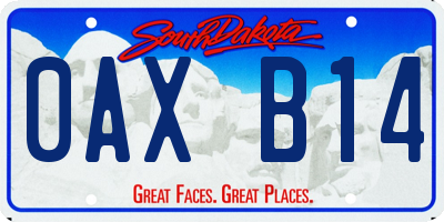 SD license plate 0AXB14