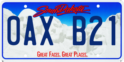 SD license plate 0AXB21