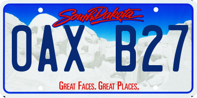 SD license plate 0AXB27