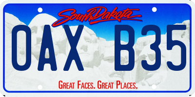 SD license plate 0AXB35