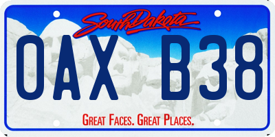 SD license plate 0AXB38