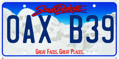 SD license plate 0AXB39
