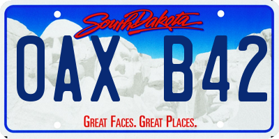 SD license plate 0AXB42